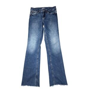 Edgly Mid Rise Slim Boot Jeans Distressed Frayed Hem Womens 6 Classic Normcore